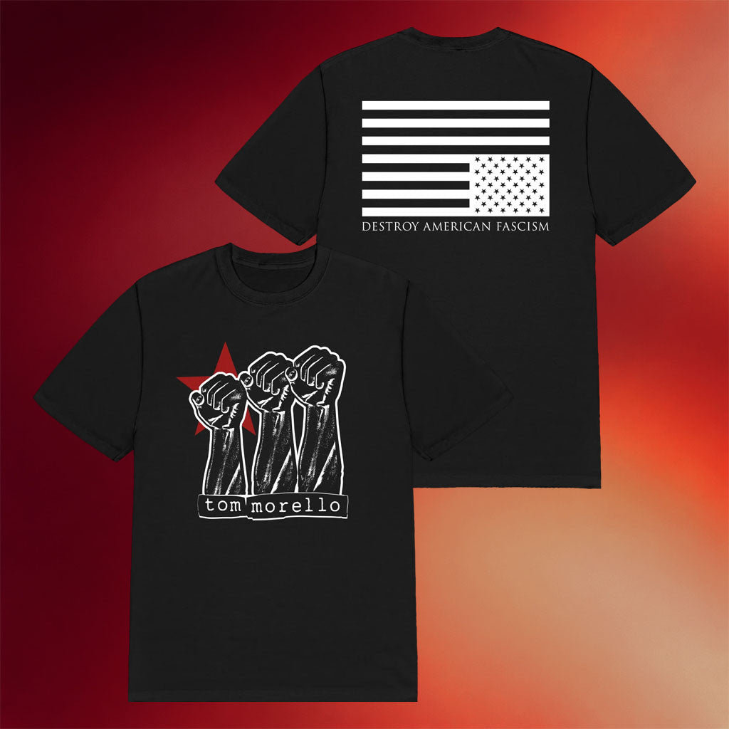 Tom Morello Merch 2026 Raised Fist T-Shirt Black Destroy American Fascism Shirt Best Gifts - Merchluma