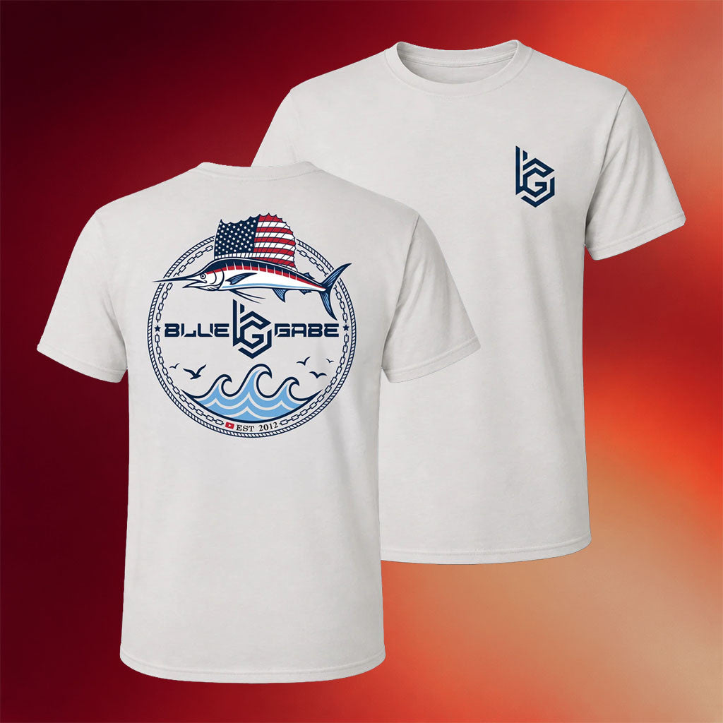 Bluegabe Merch 2026 BlueGabe USA Sailfish T-Shirt Fishing Lover Gift For Dad - Merchluma