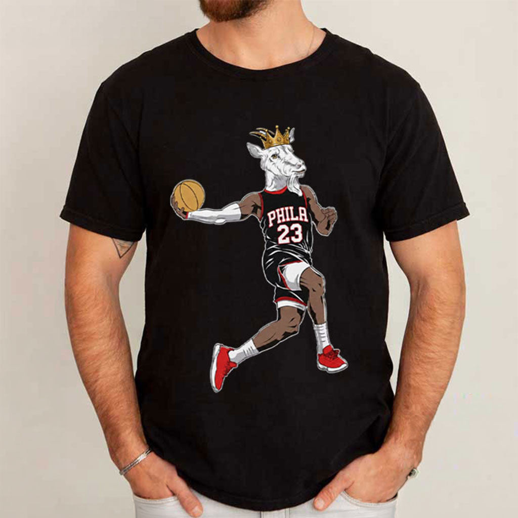 LeBron James GOAT Philadelphia 76ers Crown T-Shirt 76ers Merch Gift For Basketball Fans - Merchluma