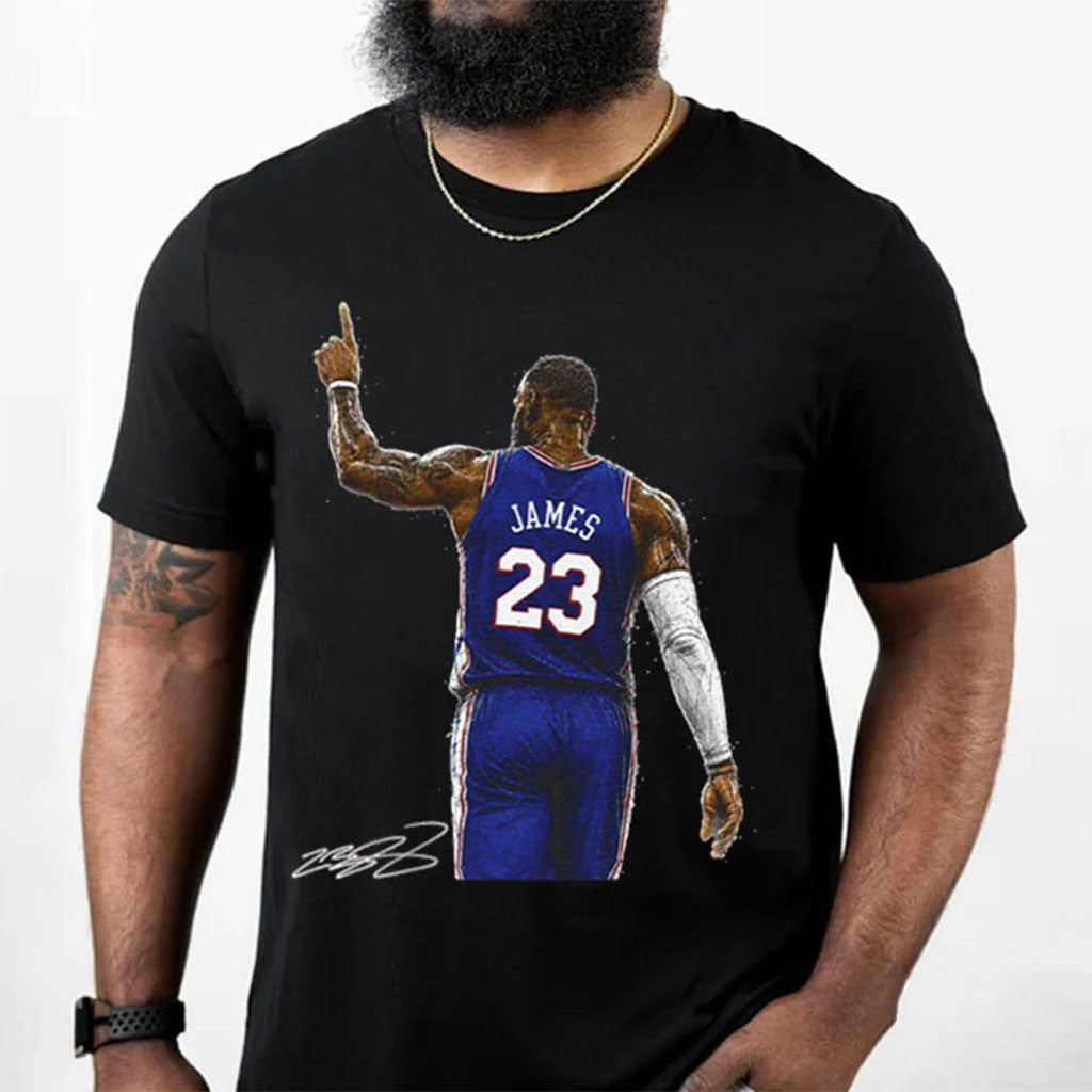 Lebron James Philadelphia 76ers Autograph T-Shirt Lebron James Merch Basketball Fan Gear - Merchluma