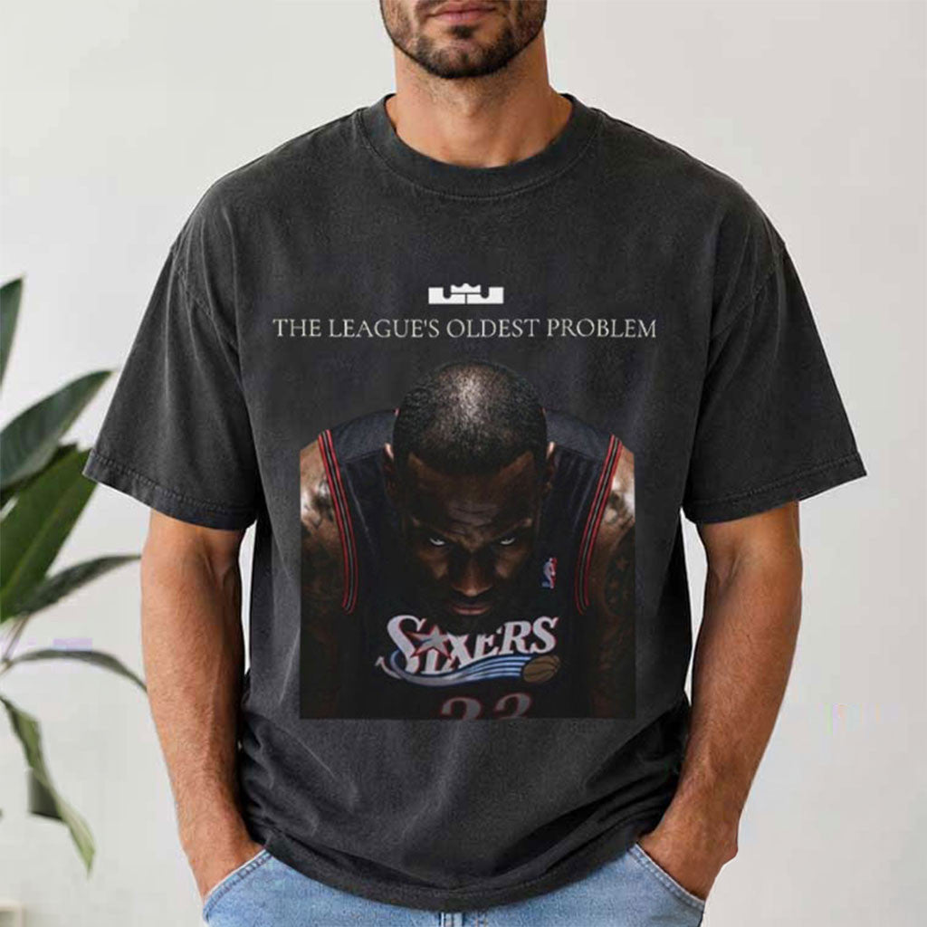 LeBron James Sixers The League's Oldest Problem T-Shirt Philadelphia 76ers Merch Fan Gifts - Merchluma