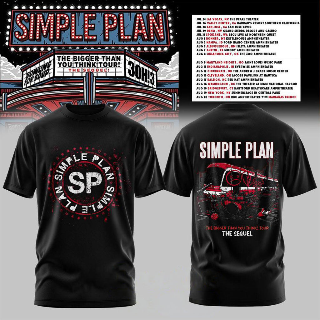 Simple Plan The Bigger Than You Think Tour 2026 T-Shirt Simple Plan Merch Rock Fan Gifts - Merchluma