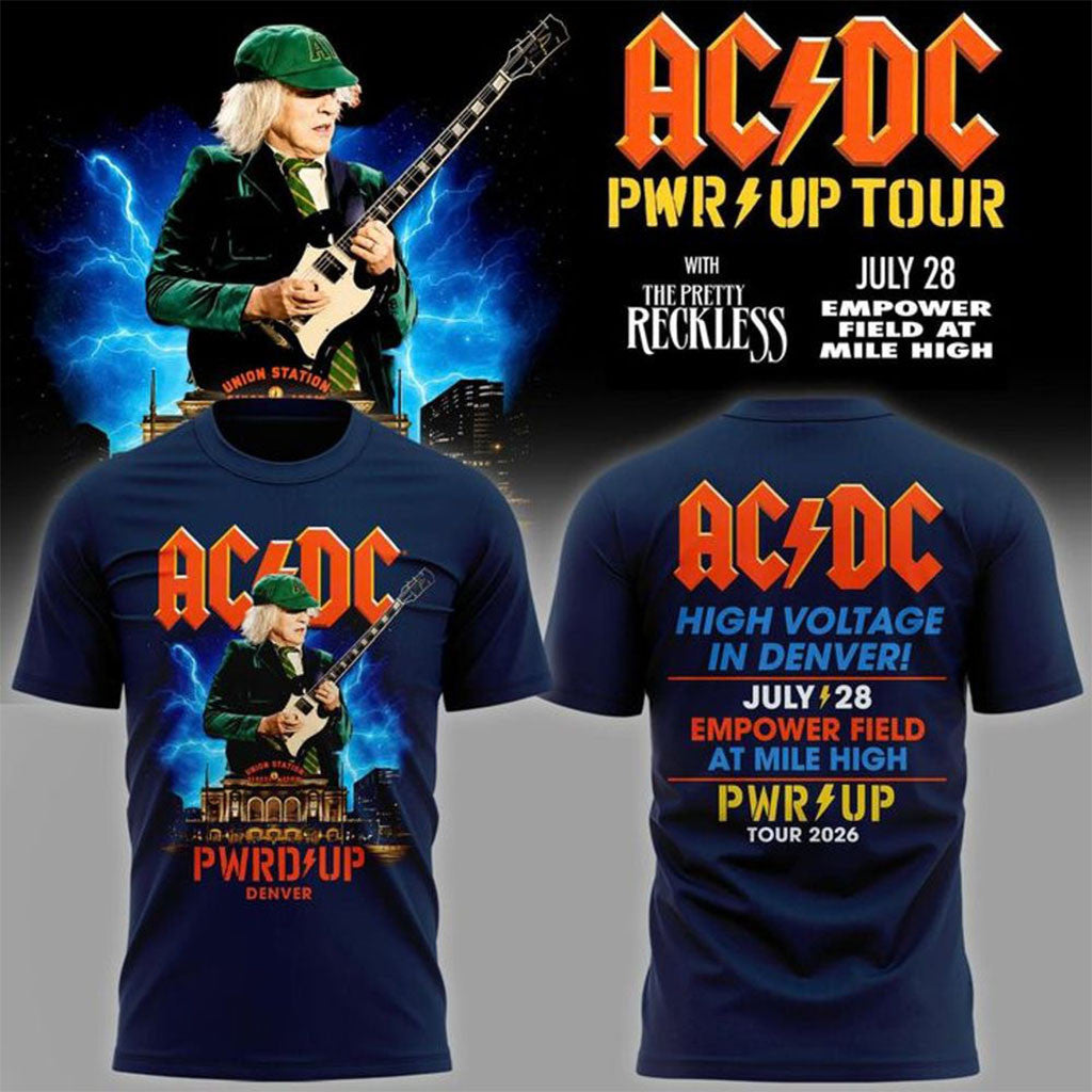 ACDC Power Up Tour Merch 2026 AC DC X Denver Power Up Tour T-Shirt Best Gift For Band Fans - Merchluma