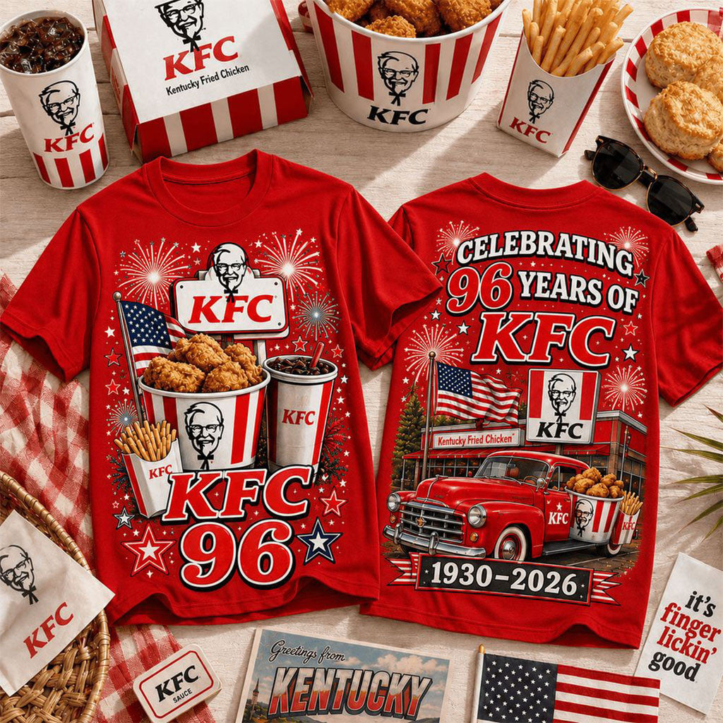 KFC 96 Years Celebration 2026 Shirt Red KFC Merch Fast Food Lover Gift For Friends - Merchluma