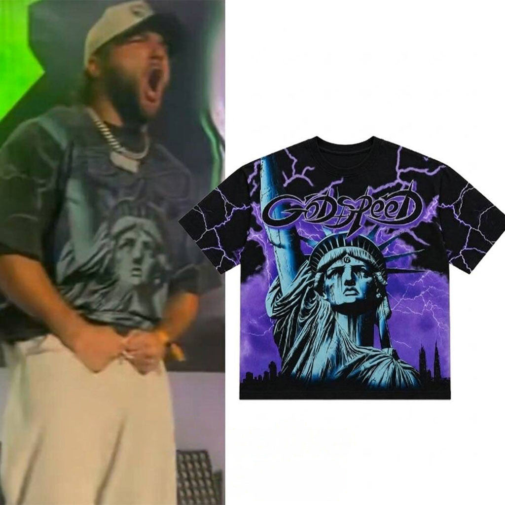 John Harbaugh's Godspeed Statue Of Liberty Lightning Shirt John Harbaugh Merch Fan Gifts - Merchluma