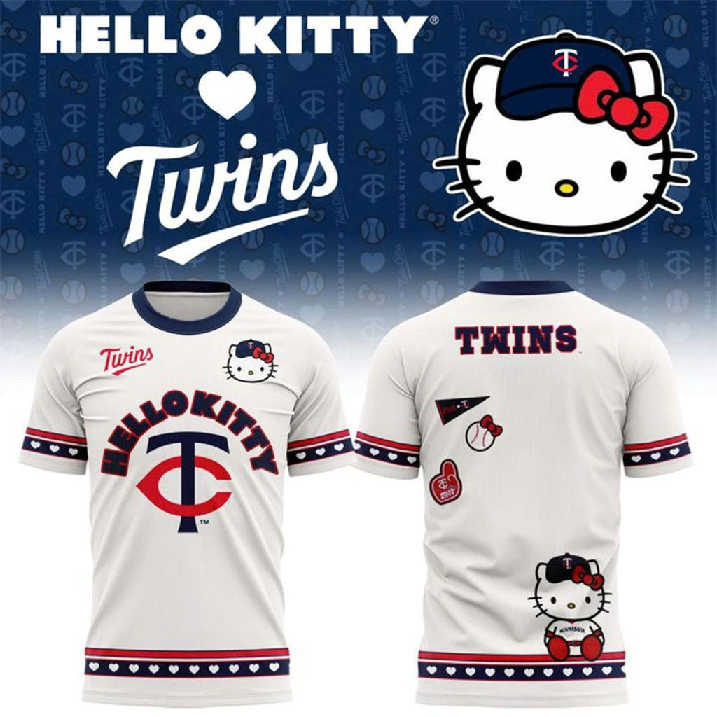 Minnesota Twins X Hello Kitty Night 2026 T-Shirt Twins Merch Cute Gift For Baseball Fans - Merchluma