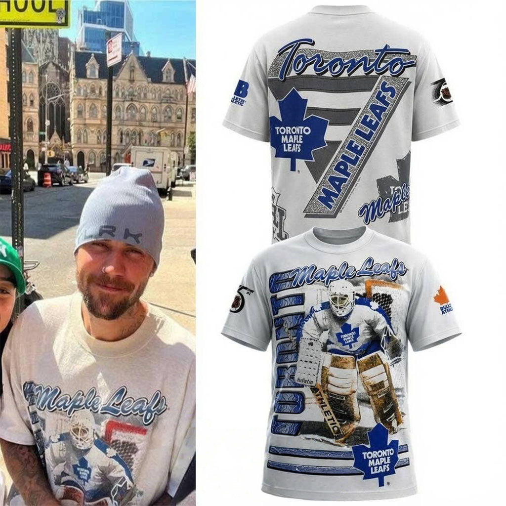 Justin Bieber In SoHo New York City Toronto Maple Leafs T-Shirt Justin Bieber Merch Best Gifts - Merchluma
