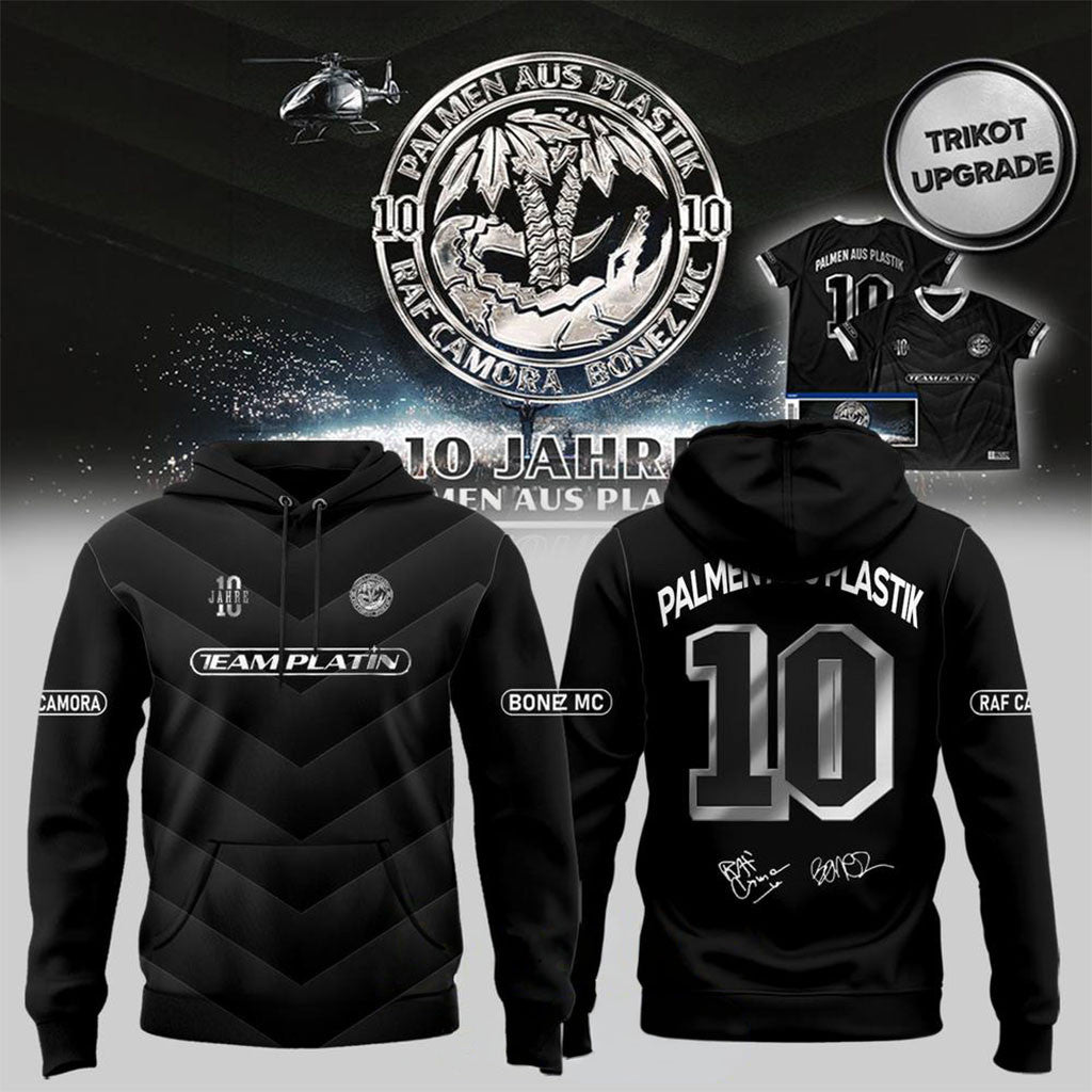 RAF Camora And Bonez MC 10 Jahre Palmen Aus Plastik Tour Hoodie Black Fan Merch Best Gifts - Merchluma