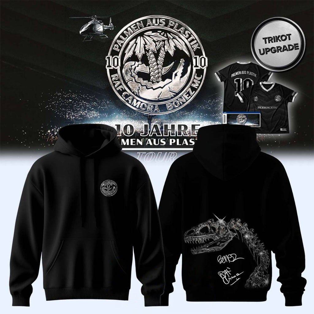RAF Camora And Bonez MC Merch 10 Jahre Palmen Aus Plastik Tour Hoodie Black Gift For Fans - Merchluma
