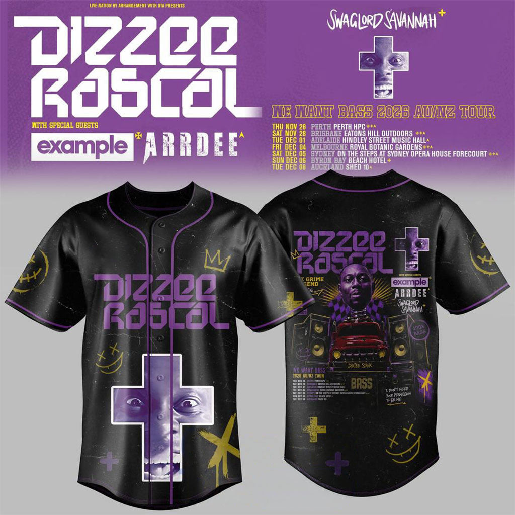 Dizzee Rascal Merch 2026 We Want Bass Tour Baseball Jersey Gift For Rapper Fans - Merchluma