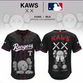 Texas Rangers X KAWS Blackout Baseball Jersey Texas Rangers Merch Gift For Baseball Lovers - Merchluma