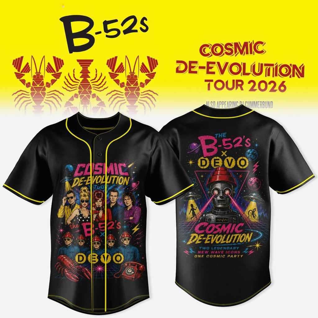 The B-52s X Devo Merch 2026 Cosmic De-Evolution Baseball Jersey Best Gift For Fans - Merchluma