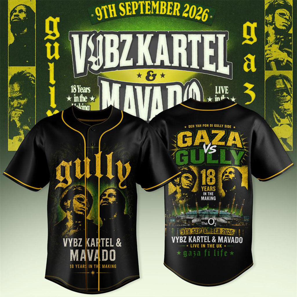 Vybz Kartel X Mavado Merch Gaza Vs Gully Special Baseball Jersey 2026 Gift For Music Lovers - Merchluma