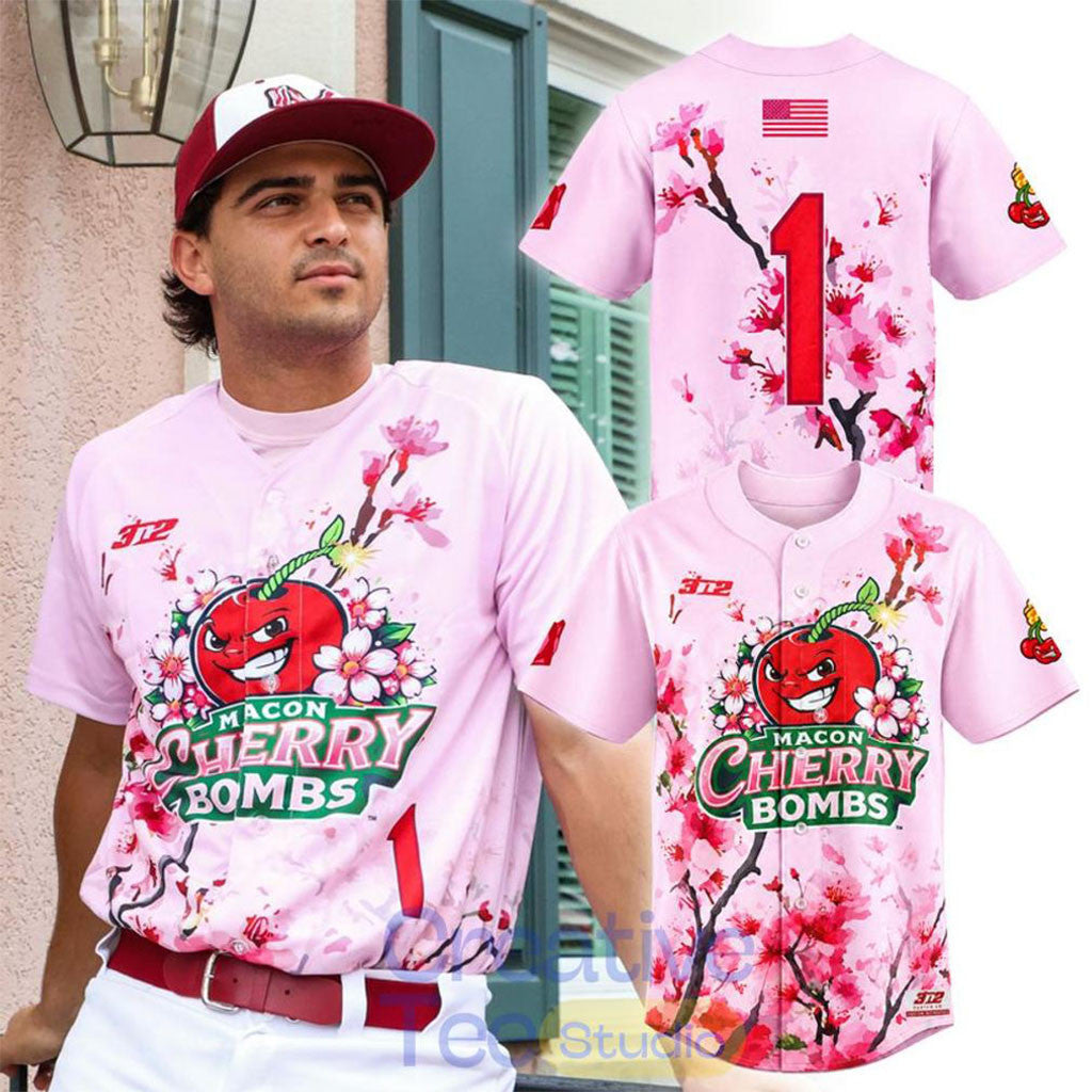Macon Bacon X Cherry Bombs 2026 Baseball Jersey Macon Bacon Merch Gift For Baseball Fans - Merchluma