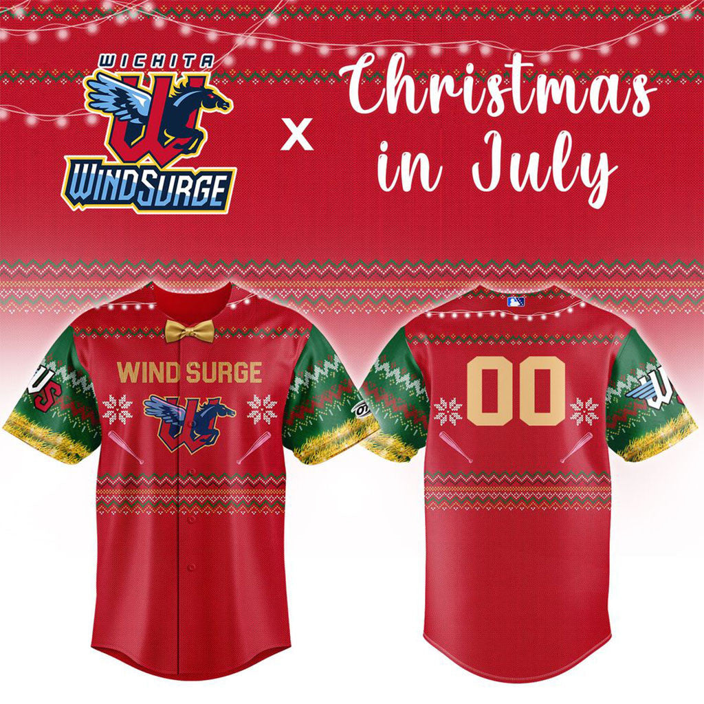 Personalized Wichita Wind Surge X Christmas In July Night 2026 Baseball Jersey Fan Merch - Merchluma