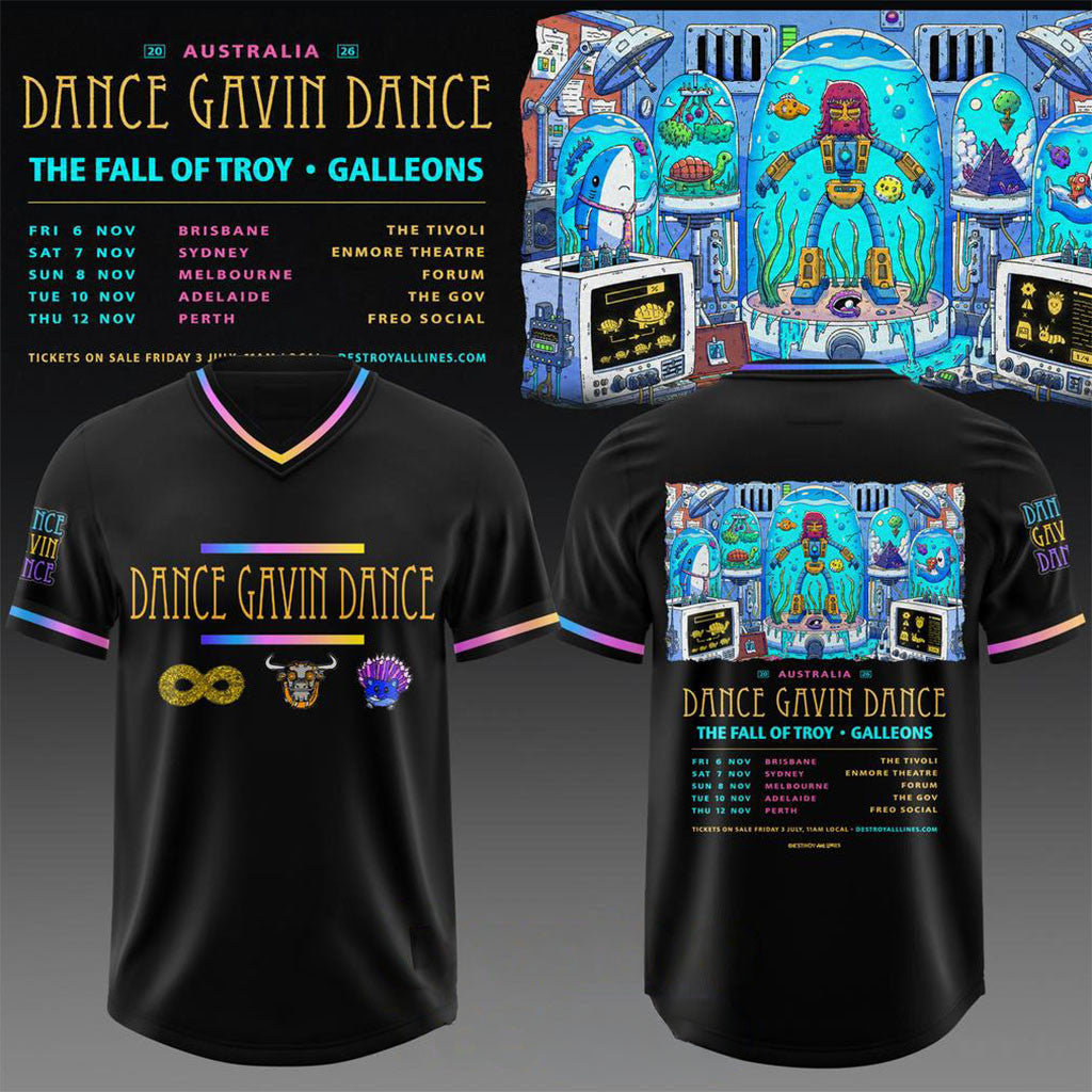 Dance Gavin Dance Australia Tour 2026 Football Jersey Dance Gavin Dance Merch Fan Gifts Ideas - Merchluma