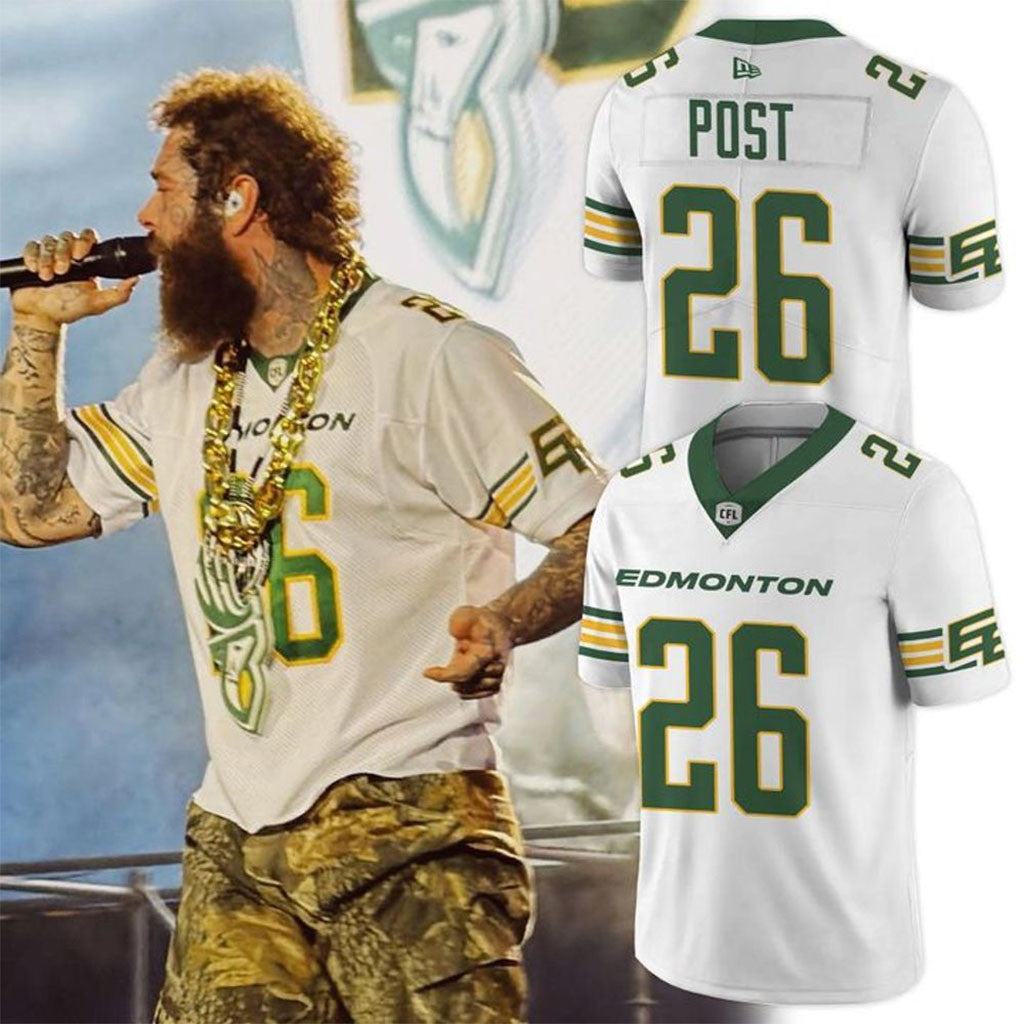 Post Malone X Edmonton Elks 2026 Jersey Post Malone Tour Merch Gift For Music Fans - Merchluma