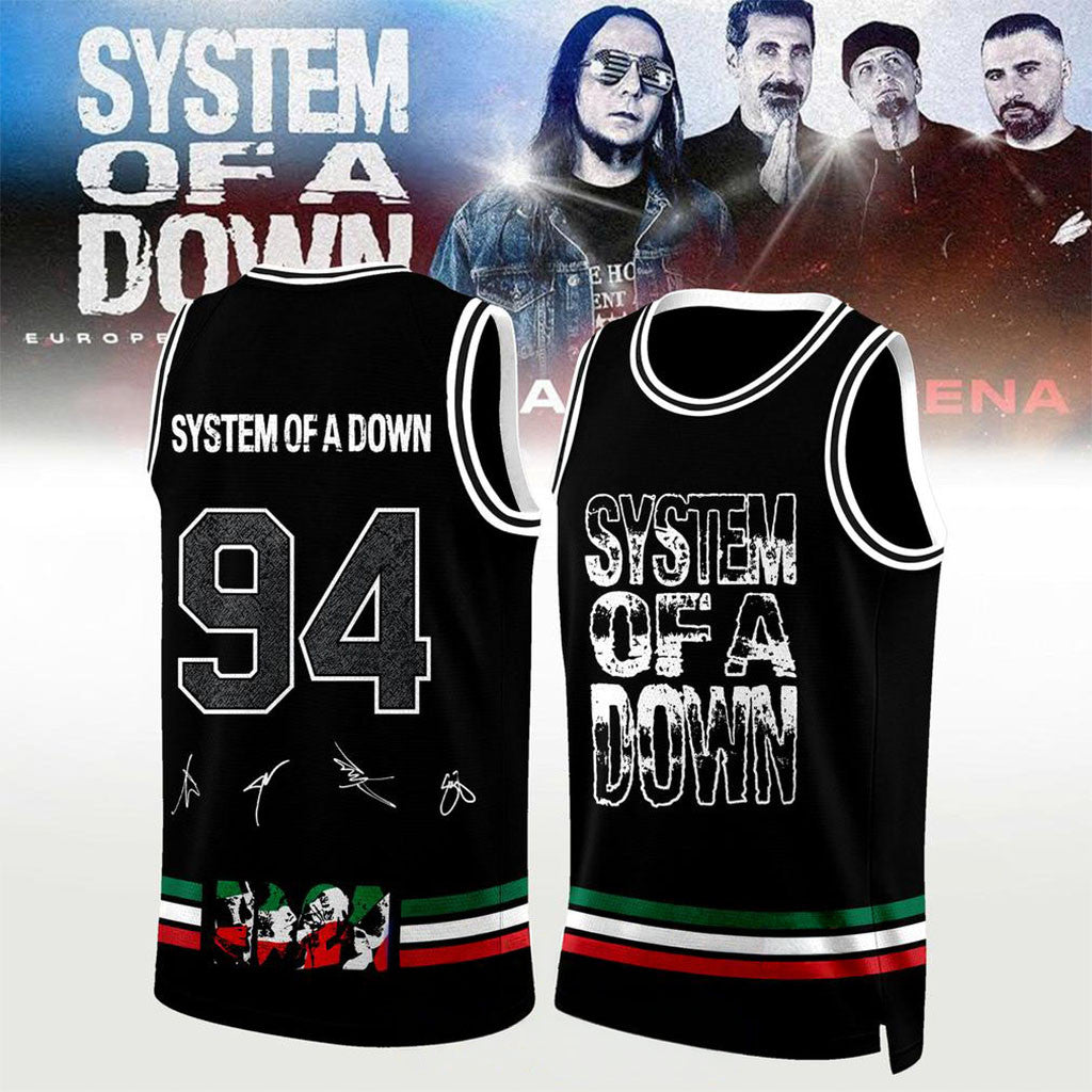 System Of A Down Europe-UK Stadium Tour 2026 Signature Basketball Jersey SOAD Merch Gifts - Merchluma