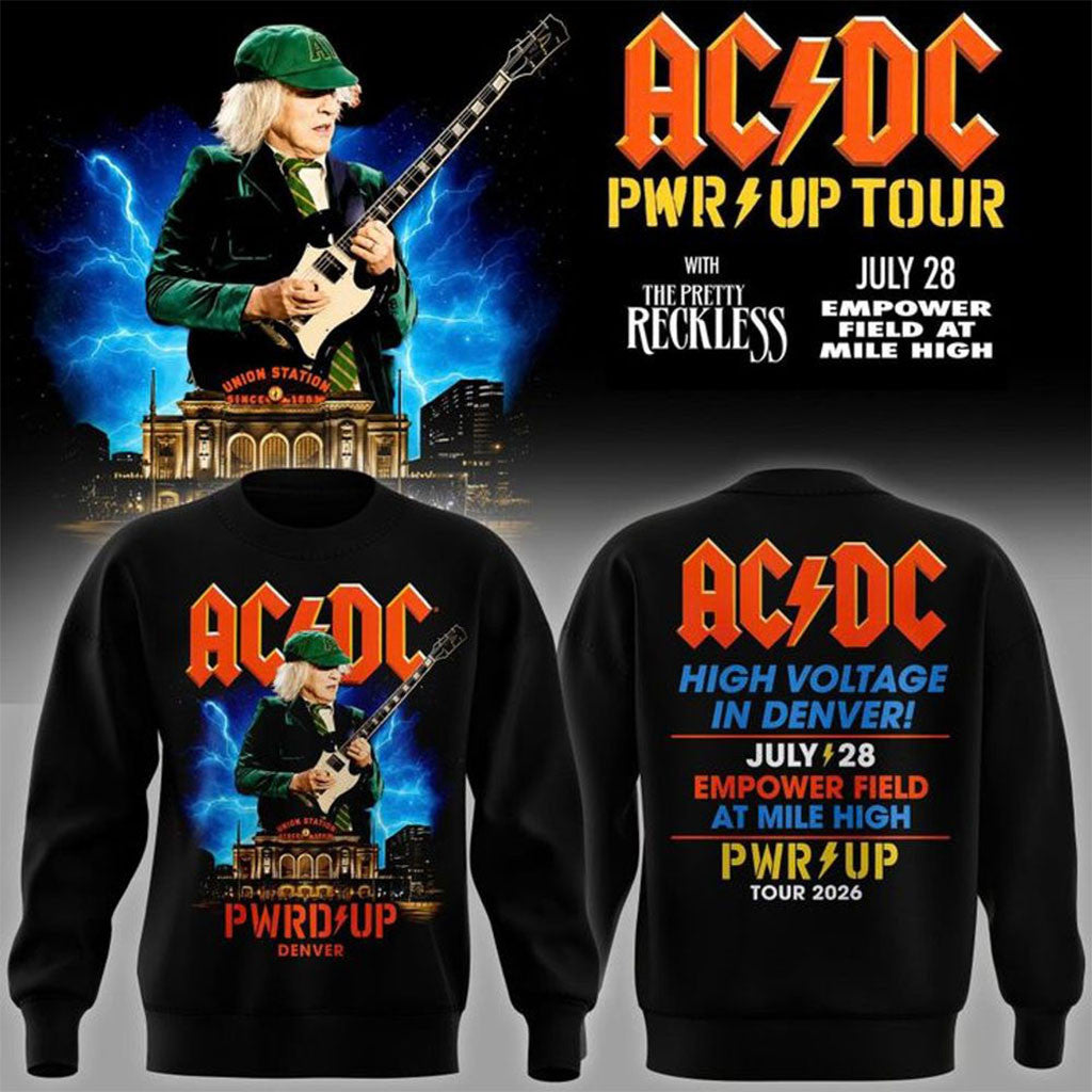 ACDC High Voltage In Denver Power Up Tour 2026 Sweatshirt ACDC Power Up Tour Merch Fan Gifts - Merchluma