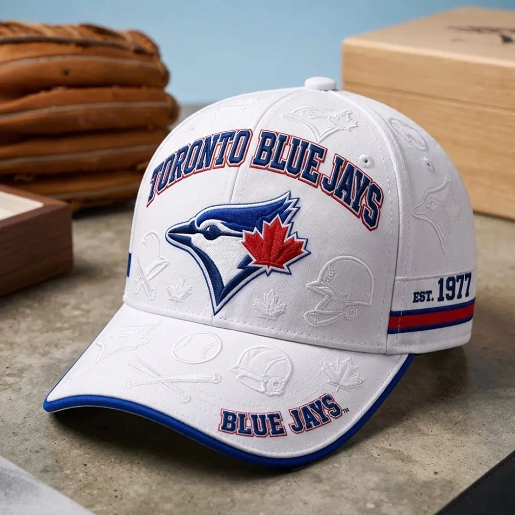 Toronto Blue Jays EST 1977 White Hat Blue Jays Merch Best Gift For Baseball Fans - Merchluma