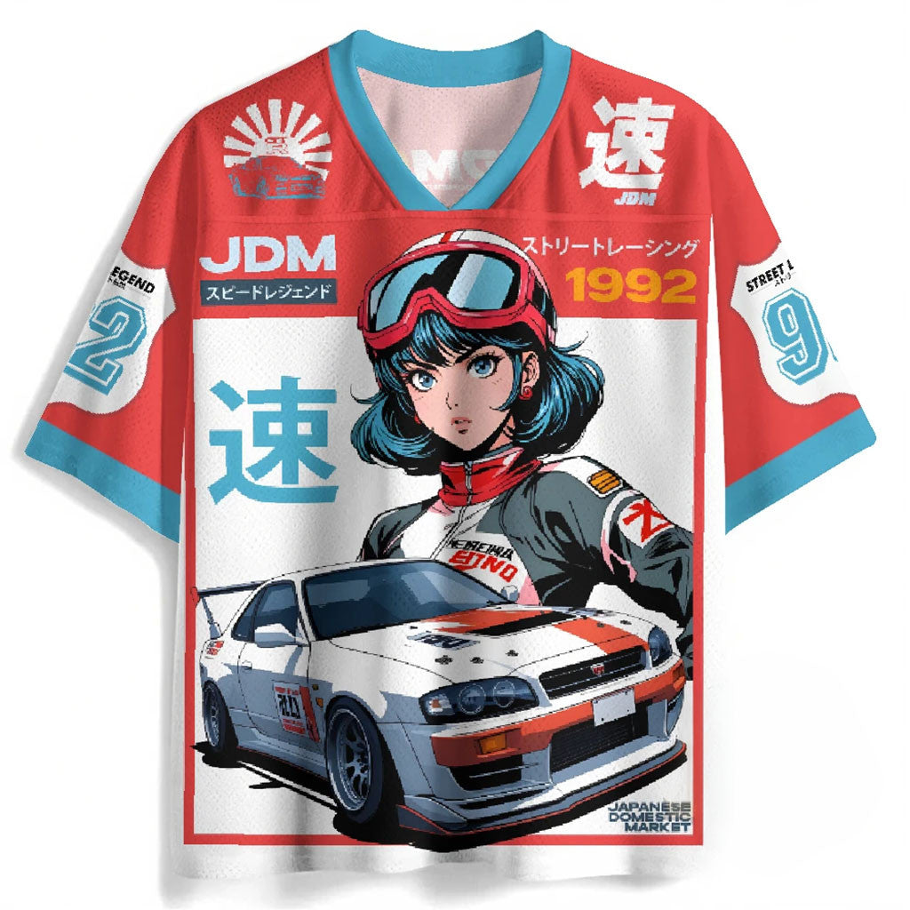 JDM Street Racing Anime Girl Nissan Skyline R34 Jersey Gift Ideas For Sisters - Merchluma