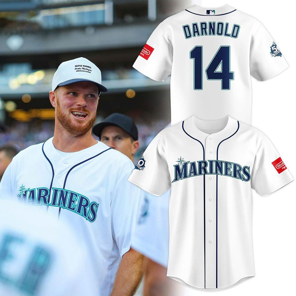 Seattle Mariners Sam Darnold #14 Home Baseball Jersey White Seattle Mariners Merch Fan Jersey - Merchluma