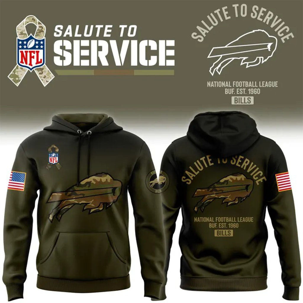 Buffalo Bills Football Salute To Service Hoodie Buffalo Bills Merch Gifts For Football Fan - Merchluma