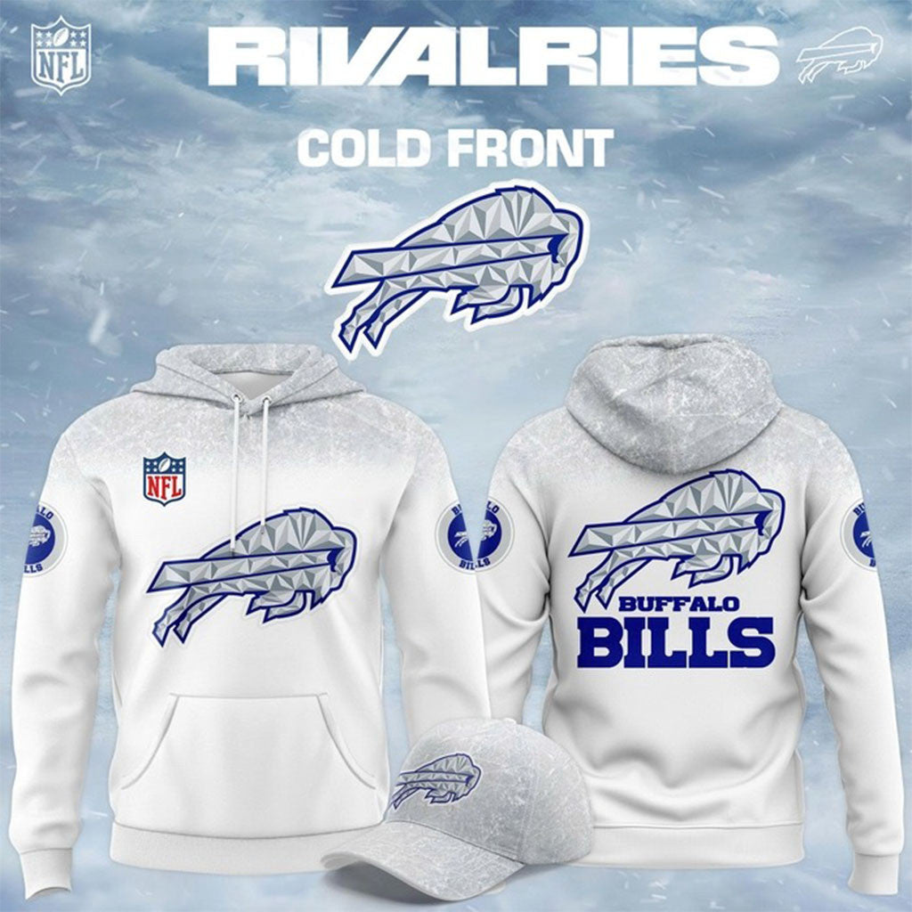 Bills Cold Front Rivalries Threads Hoodie White Buffalo Bills Merch Gifts For Husband - Merchluma