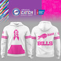 Buffalo Bills Intercept Cancer Hoodie White Pink Bills Merch Presents For Football Fans - Merchluma