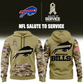Buffalo Bills Football Salute To Service Camo Hoodie Buffalo Bills Merch Gifts For Dad - Merchluma
