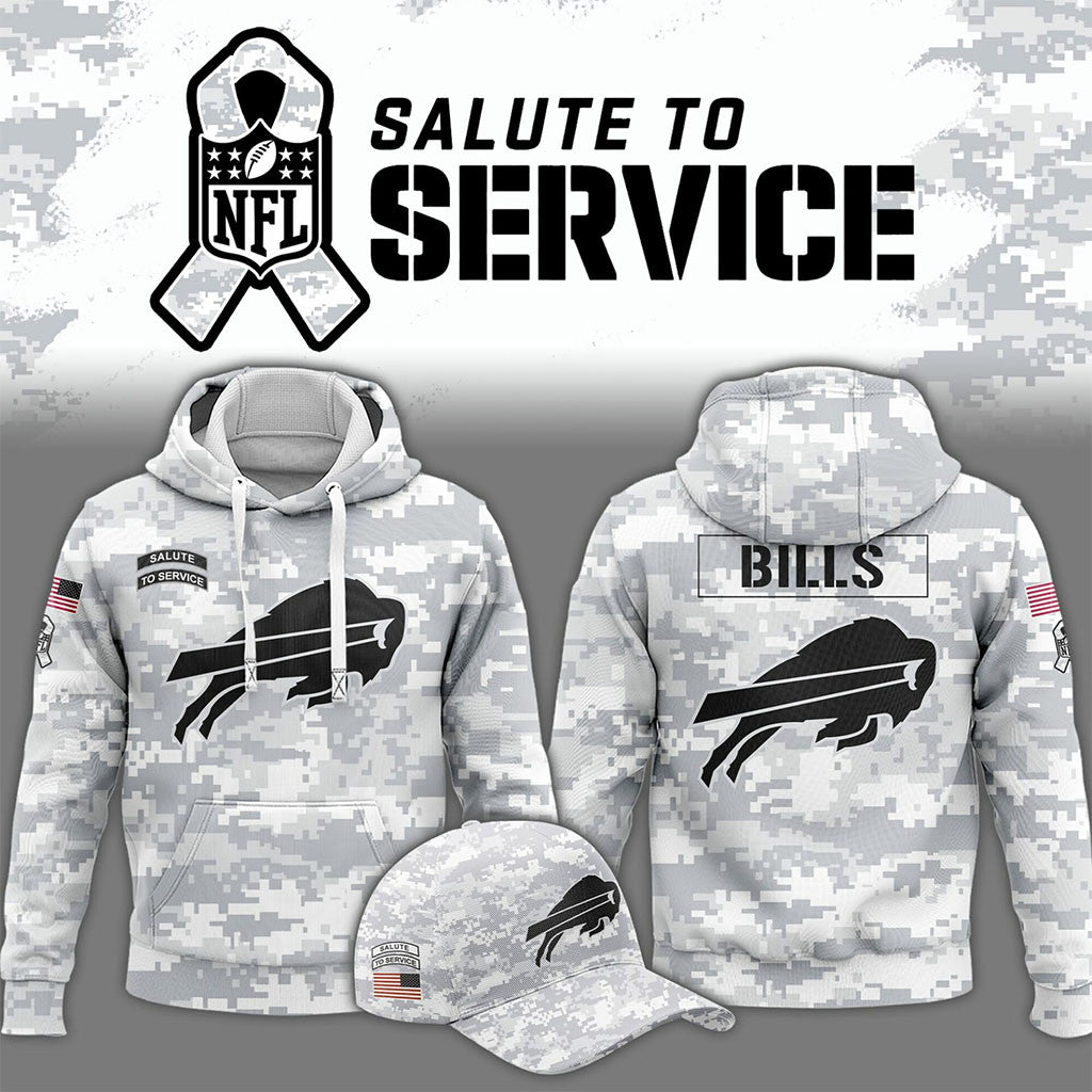 Buffalo Bills Merch Salute To Service Camo Hoodie Presents For Football Fans - Merchluma