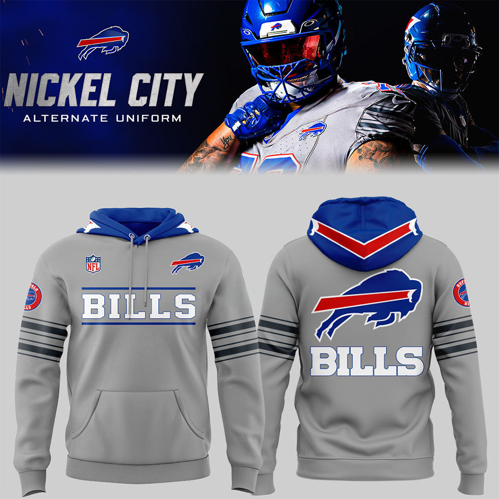 Buffalo Bills Nickel City Hoodie Grey Bills Merch Football Fan Gift Ideas - Merchluma