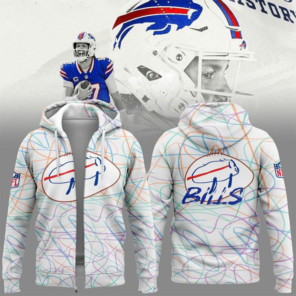 Buffalo Bills Merch Designed By Patients At Buffalo's Oishei Children's Hospital Zip Hoodie - Merchluma