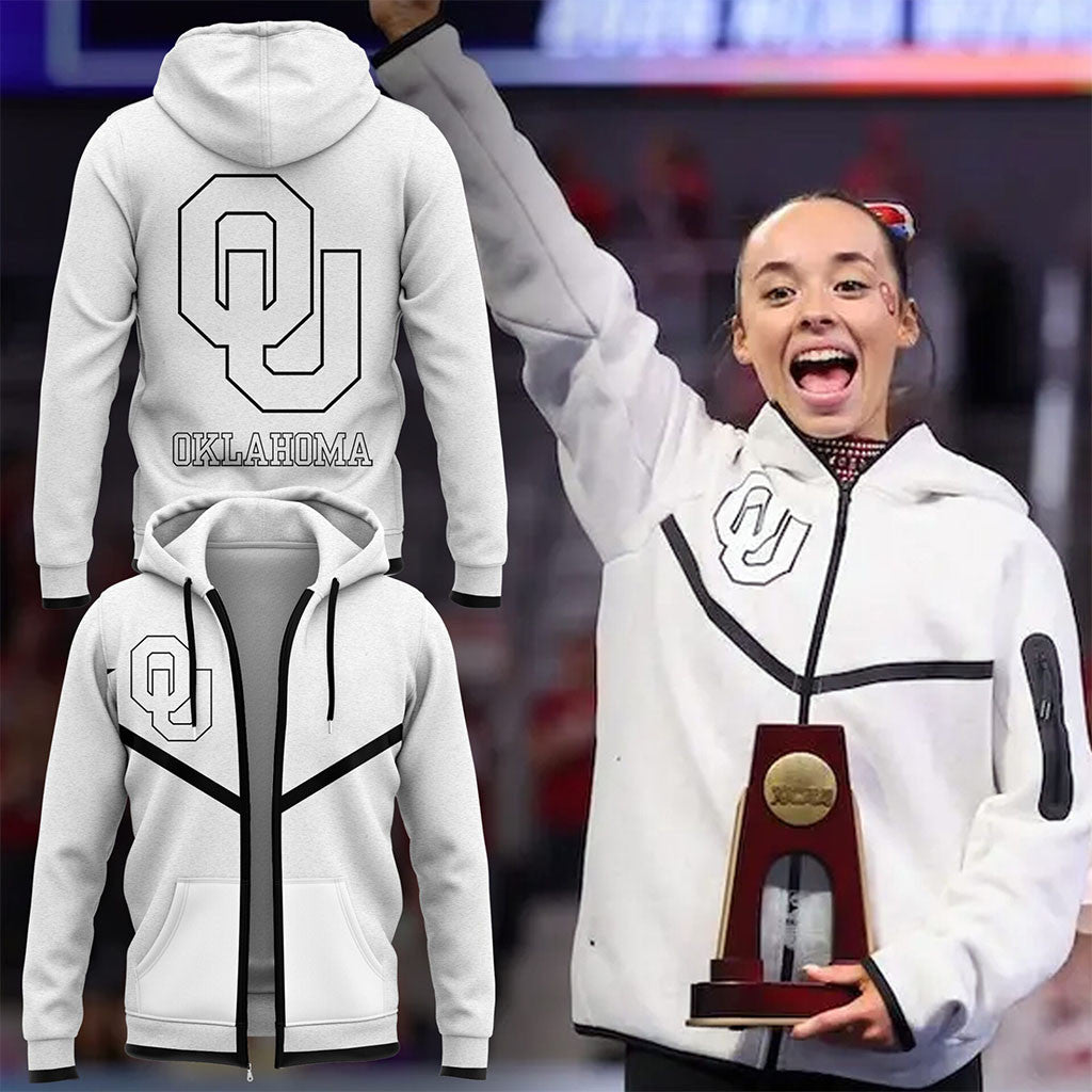 Oklahoma Gymnastics Zip Hoodie Oklahoma Sooners Merch Presents For Football Fans - Merchluma
