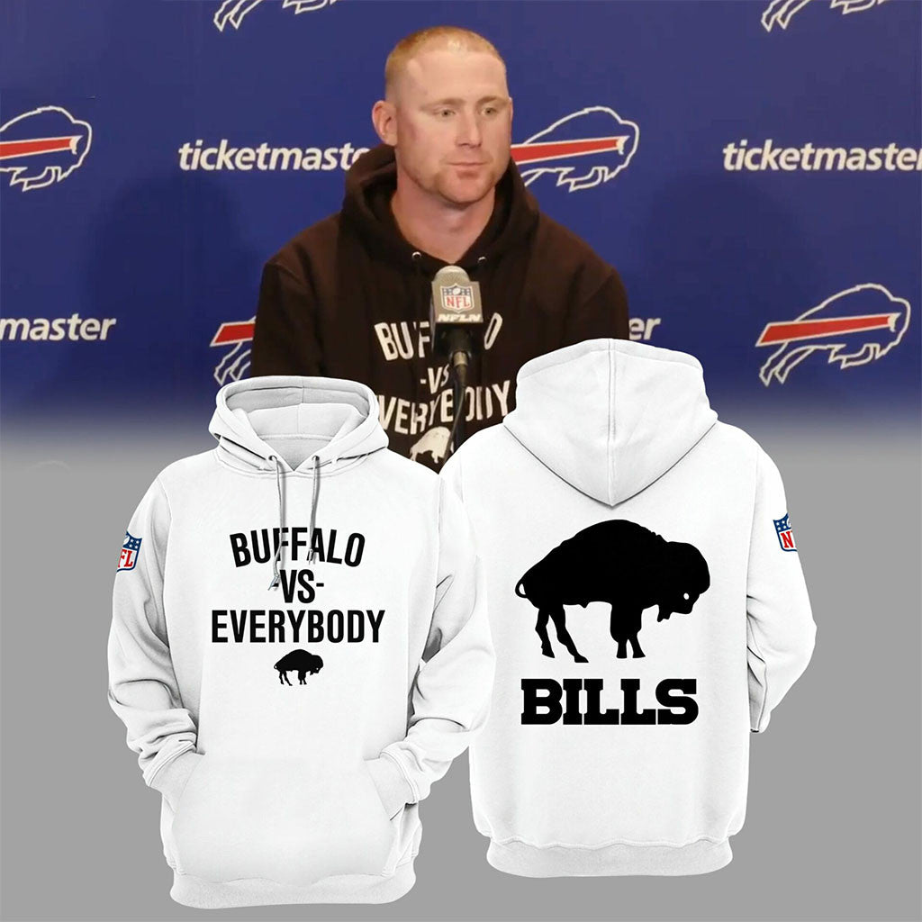 Buffalo Bills Football Team Hoodie Bills Merch Buffalo Vs Everybody Hoodie White Fans Gifts - Merchluma