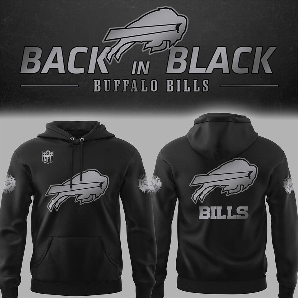 Buffalo Bills Football Back In Black Hoodie Bills Merch Football Gifts For Men - Merchluma