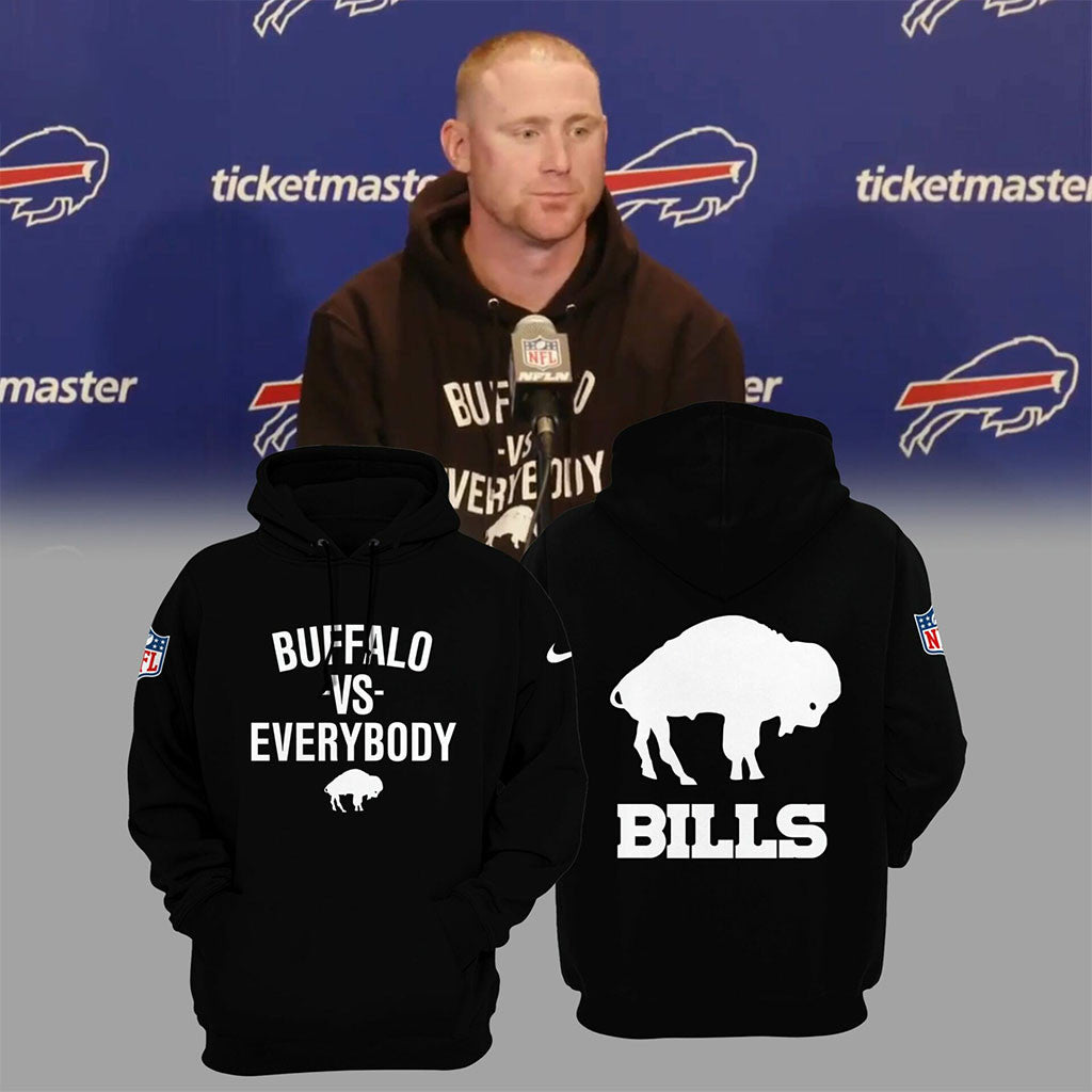 Buffalo Bills Football Team Hoodie Bills Merch Buffalo Vs Everybody Hoodie Black Fans Gifts - Merchluma