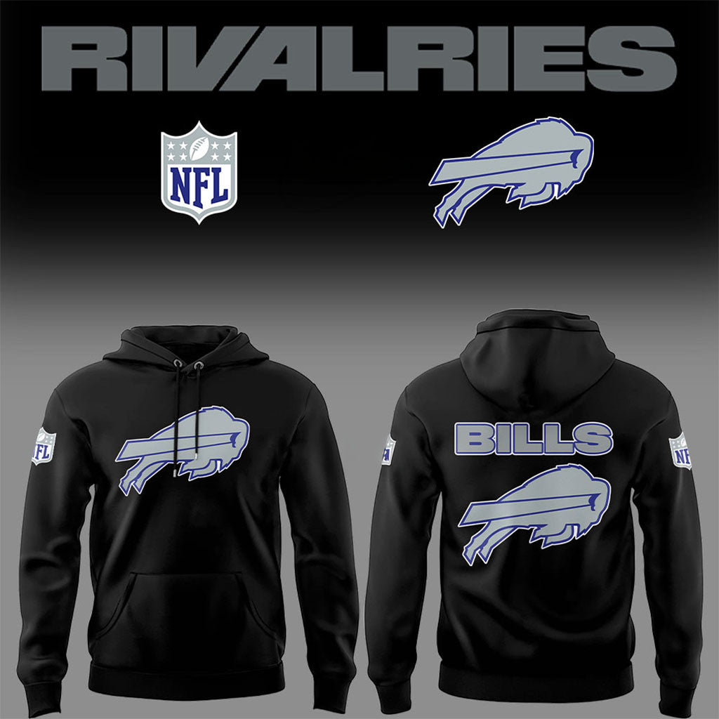 Buffalo Football Rivalries Teaser Logo Black Hoodie Bills Merch Best Football Gifts - Merchluma