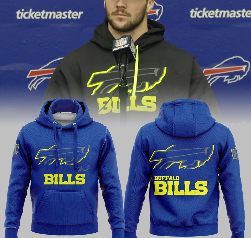 Josh Allen Buffalo Bills Football Team Hoodie Blue Bills Merch Football Gear Fan Gift Ideas - Merchluma