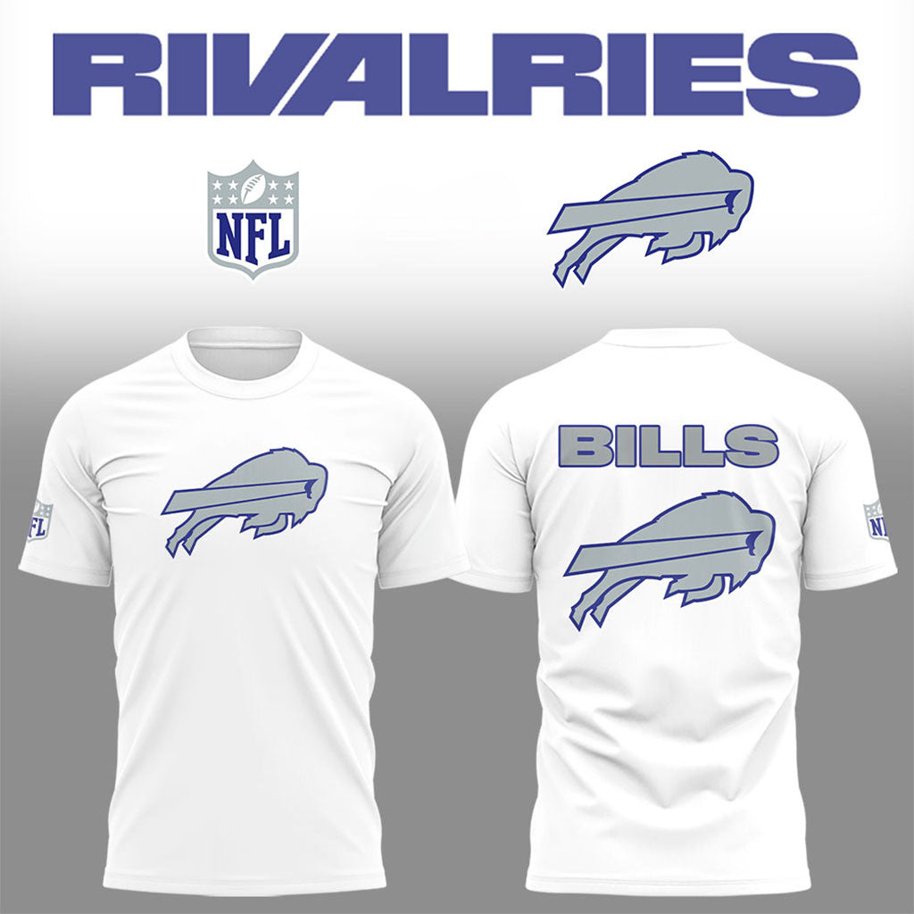 Buffalo Bills Football Rivalries Teaser Logo Shirt White Bills Merch Best Gifts For Son - Merchluma