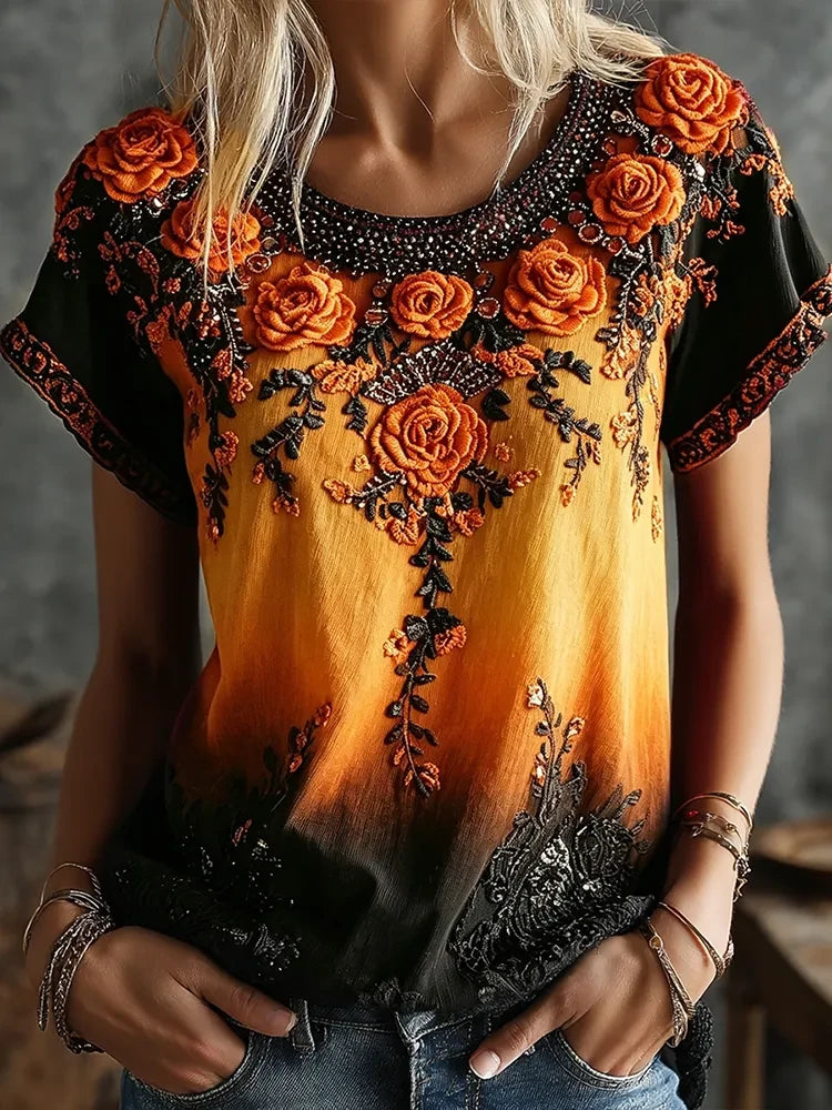 Halloween Rose Art Shirt Ladies Halloween Outfits Best Gifts For Horror Lovers - Merchluma