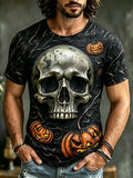 Halloween Skull And Pumpkin Pattern Shirt Halloween Tees Men Gifts For Horror Lovers - Merchluma