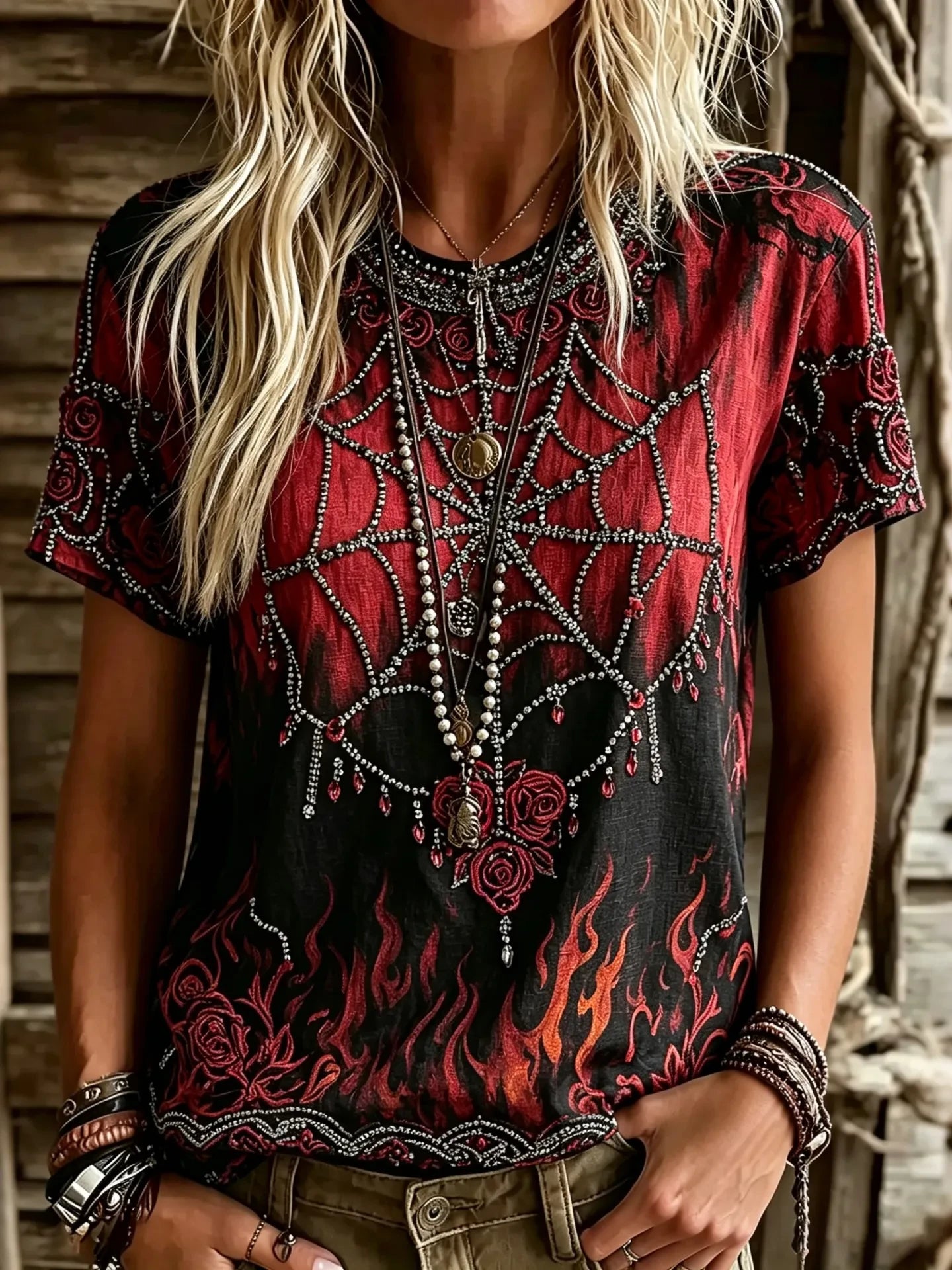 Halloween Vintage Spiderweb Flower Art T-Shirt Halloween Shirts Women Gifts For Sister - Merchluma