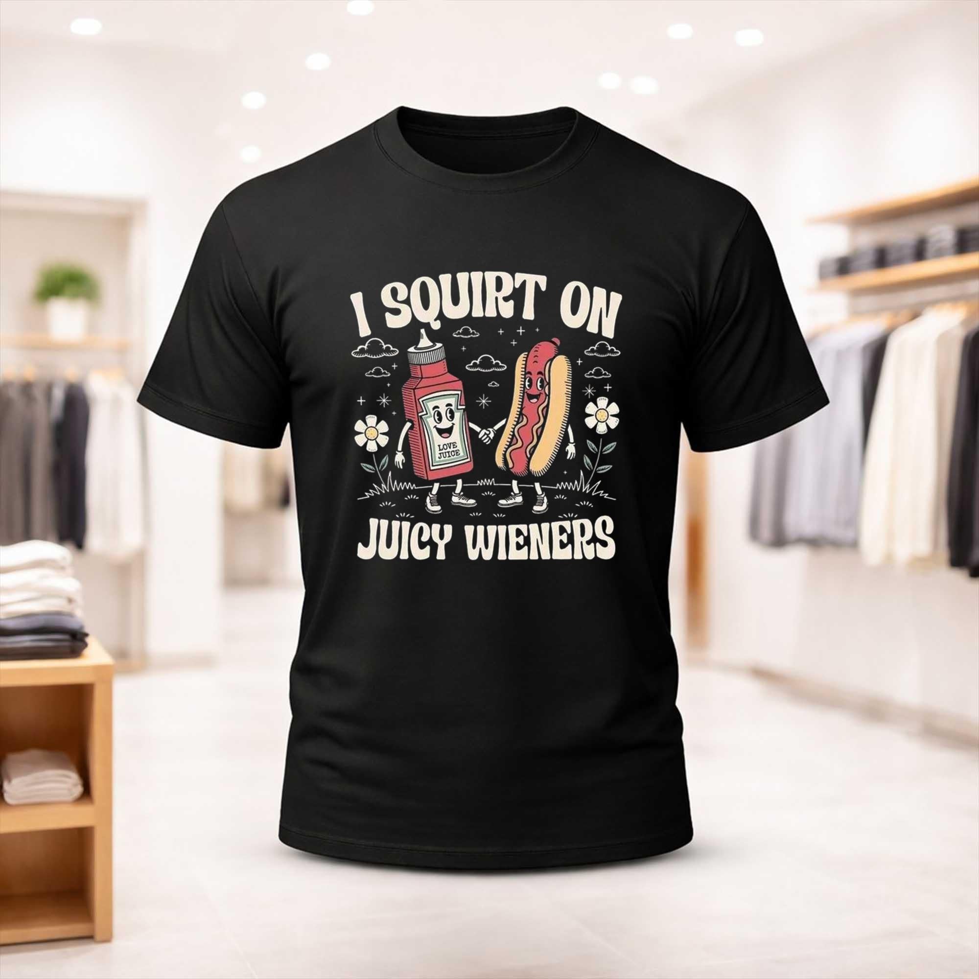 I Squirt On Juicy Wieners Shirt Black Funny Meme Shirt Gift Ideas For Brothers - Merchluma