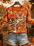Cat Maple Leaf Shirt Cute Halloween Apparel Best Gifts For Cat Lovers - Merchluma