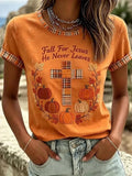 Fall For Jesus He Never Leaves Pumpkin Shirt Halloween Themed Apparel Gifts For Sister - Merchluma