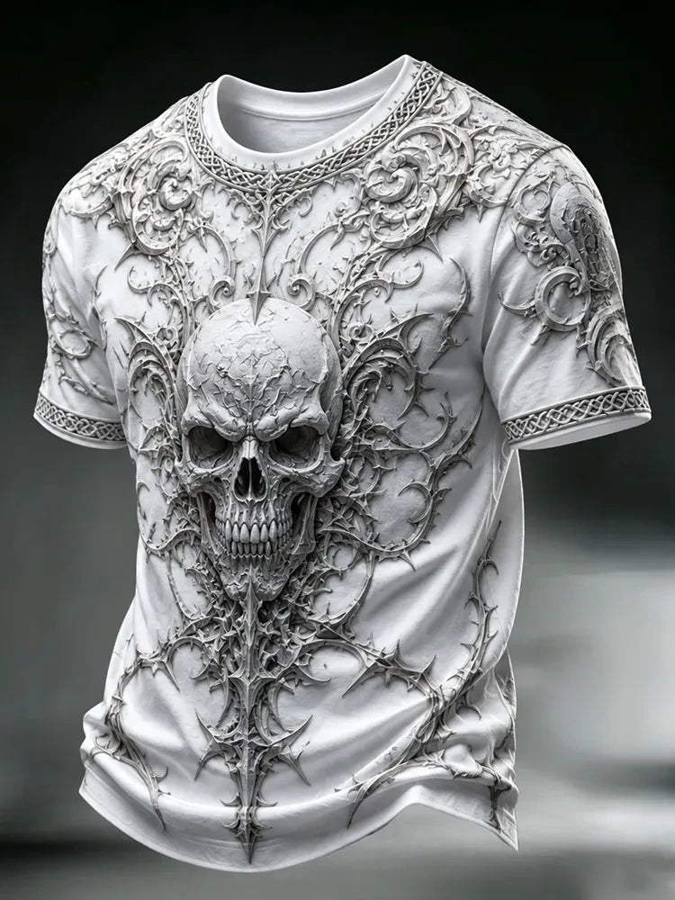 Halloween Gothic Skull Art T-Shirt Halloween Themed Shirts Best Gifts For Horror Lovers - Merchluma