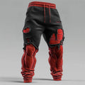 Halloween Season Muscle Line Contrast Distressed Sweatpants Black Red Cool Halloween Clothes - Merchluma