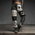 Halloween Spooky Faces Contrast Patchwork Art Sweatpants Halloween Apparel Women's - Merchluma