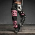 Halloween Spooky Faces Contrast Patchwork Art Sweatpants Ladies Halloween Clothes BFF Gifts - Merchluma